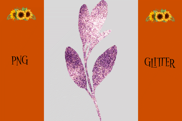 Glitter Violet Leaf Clipart